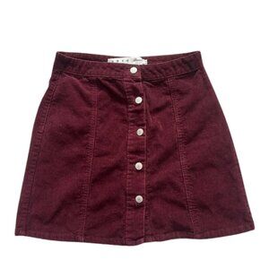 Denim Co. Women’s Burgundy Red Corduroy Button-Front Mini Skirt - Size 6